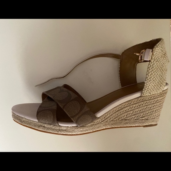 New Coach Logo Espadrille open toe wedge size 11 - Picture 2 of 3